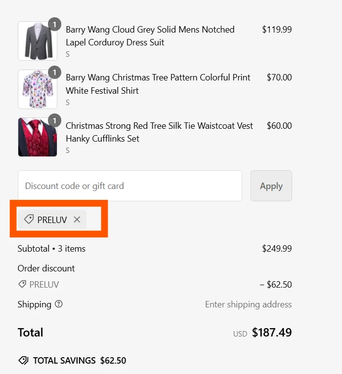 Barry Wang verified Coupon code PRELUV